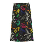 Colorful Dinosaur Fossil Pattern Print Cotton Front Slit Maxi Skirt