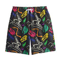 Colorful Dinosaur Fossil Pattern Print Cotton Shorts