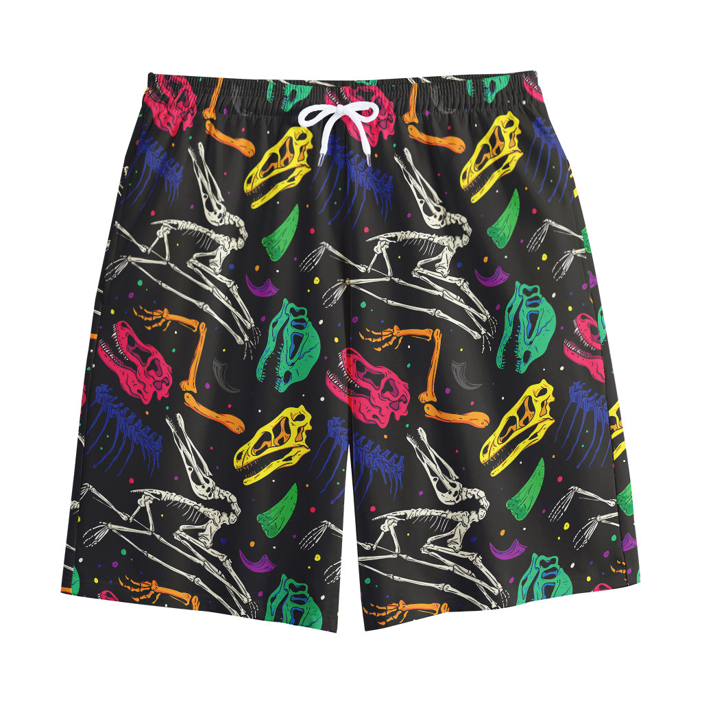 Colorful Dinosaur Fossil Pattern Print Cotton Shorts