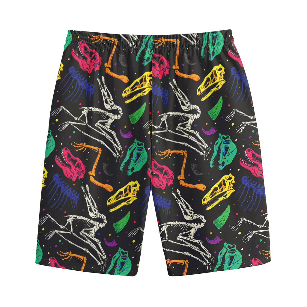 Colorful Dinosaur Fossil Pattern Print Cotton Shorts