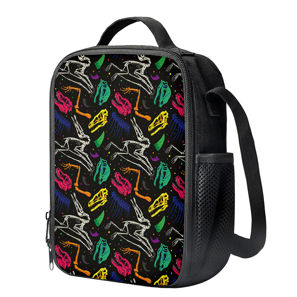Colorful Dinosaur Fossil Pattern Print Crossbody Lunch Bag