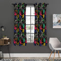 Colorful Dinosaur Fossil Pattern Print Grommet Curtain Panels