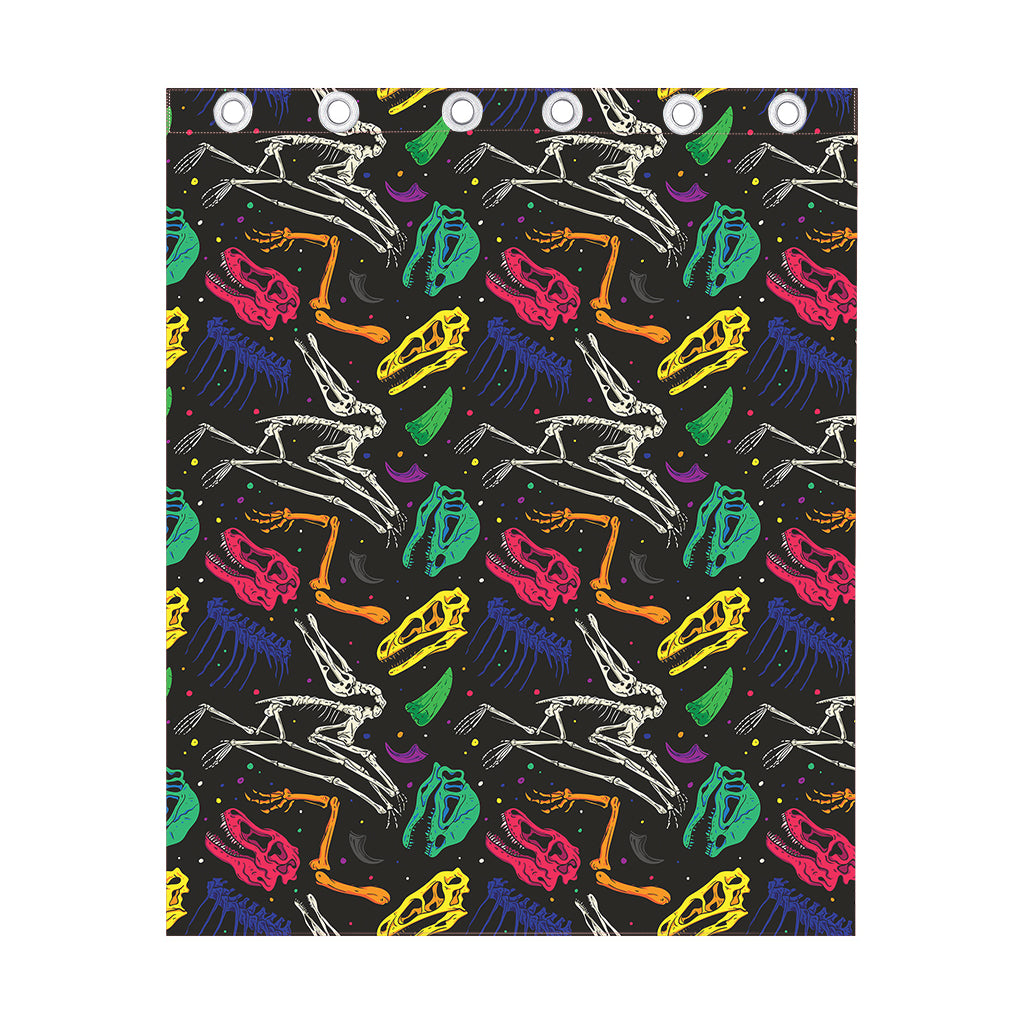 Colorful Dinosaur Fossil Pattern Print Curtain
