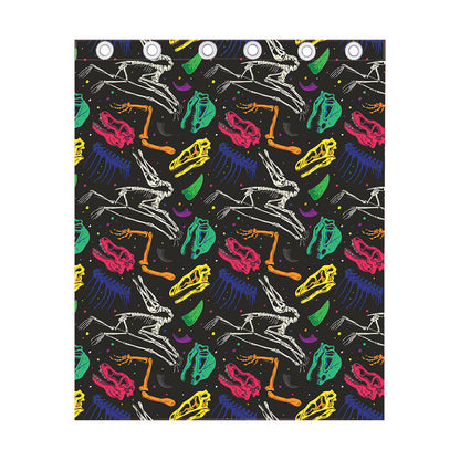Colorful Dinosaur Fossil Pattern Print Curtain