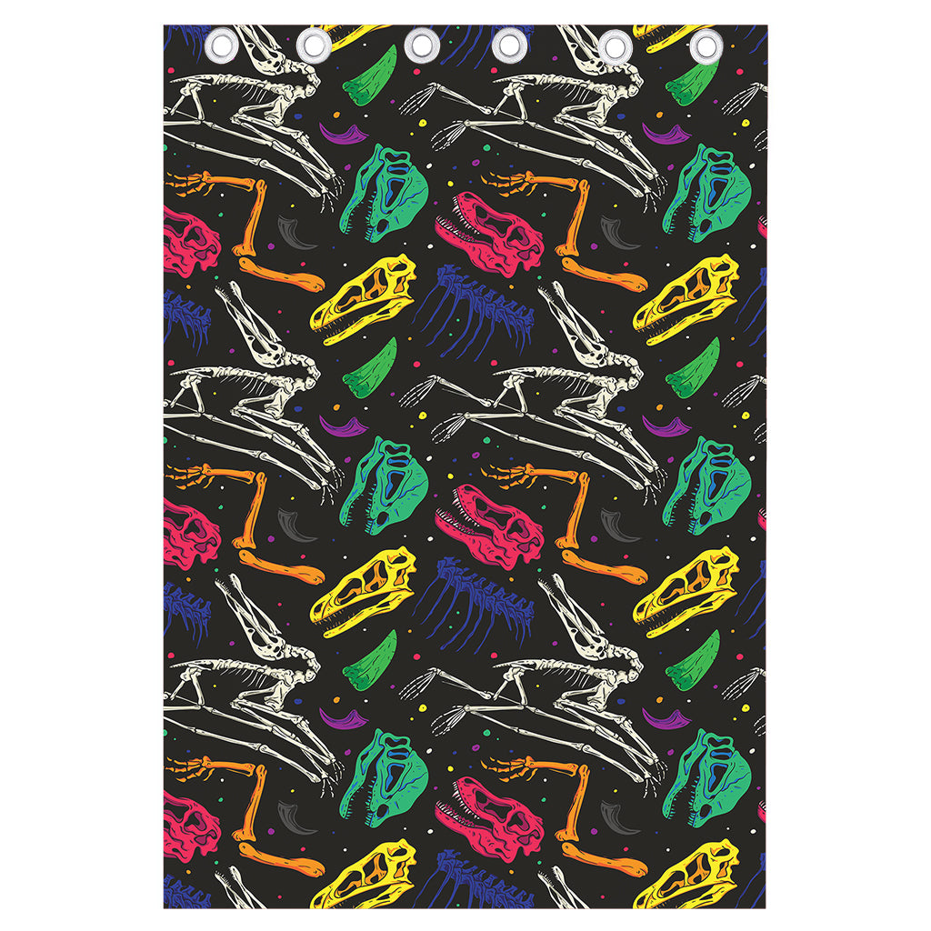 Colorful Dinosaur Fossil Pattern Print Curtain