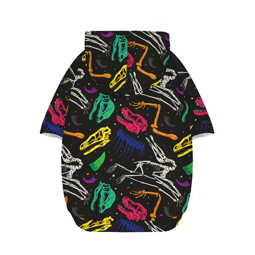 Colorful Dinosaur Fossil Pattern Print Dog Zip Up Hoodie