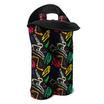 Colorful Dinosaur Fossil Pattern Print Double Neoprene Wine Tote