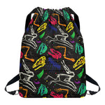 Colorful Dinosaur Fossil Pattern Print Drawstring Backpack