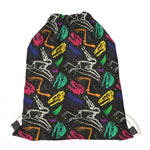 Colorful Dinosaur Fossil Pattern Print Drawstring Bag
