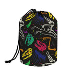 Colorful Dinosaur Fossil Pattern Print Drawstring Makeup Bag