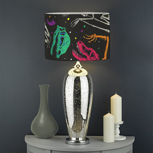 Colorful Dinosaur Fossil Pattern Print Drum Lamp Shade