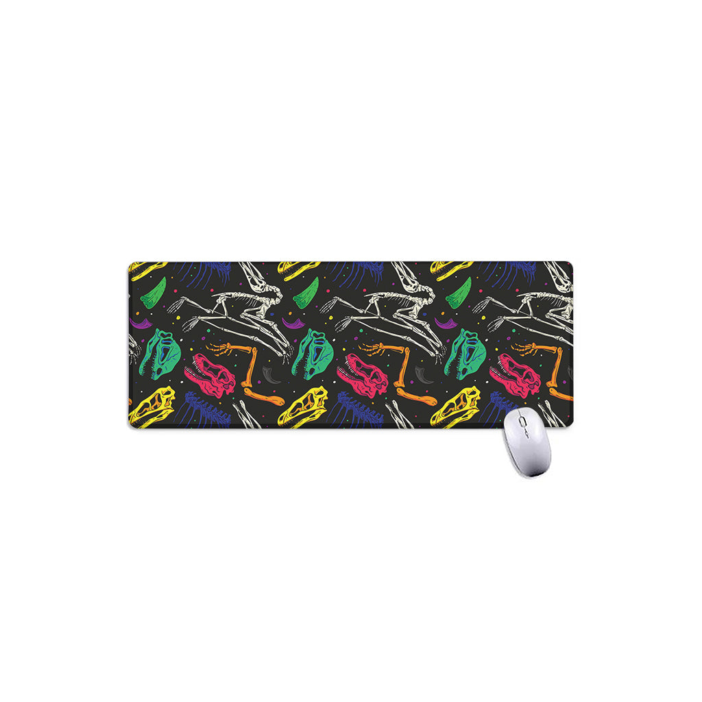 Colorful Dinosaur Fossil Pattern Print Extended Mouse Pad