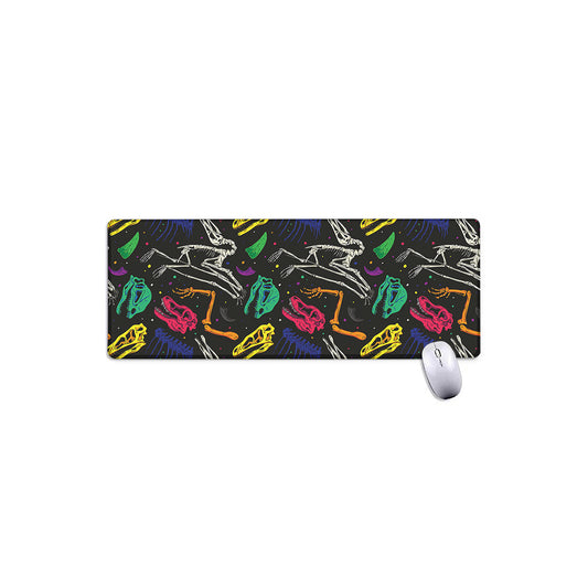 Colorful Dinosaur Fossil Pattern Print Extended Mouse Pad