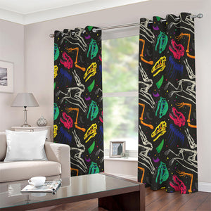 Colorful Dinosaur Fossil Pattern Print Extra Wide Grommet Curtains