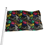 Colorful Dinosaur Fossil Pattern Print Flag