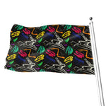 Colorful Dinosaur Fossil Pattern Print Flag