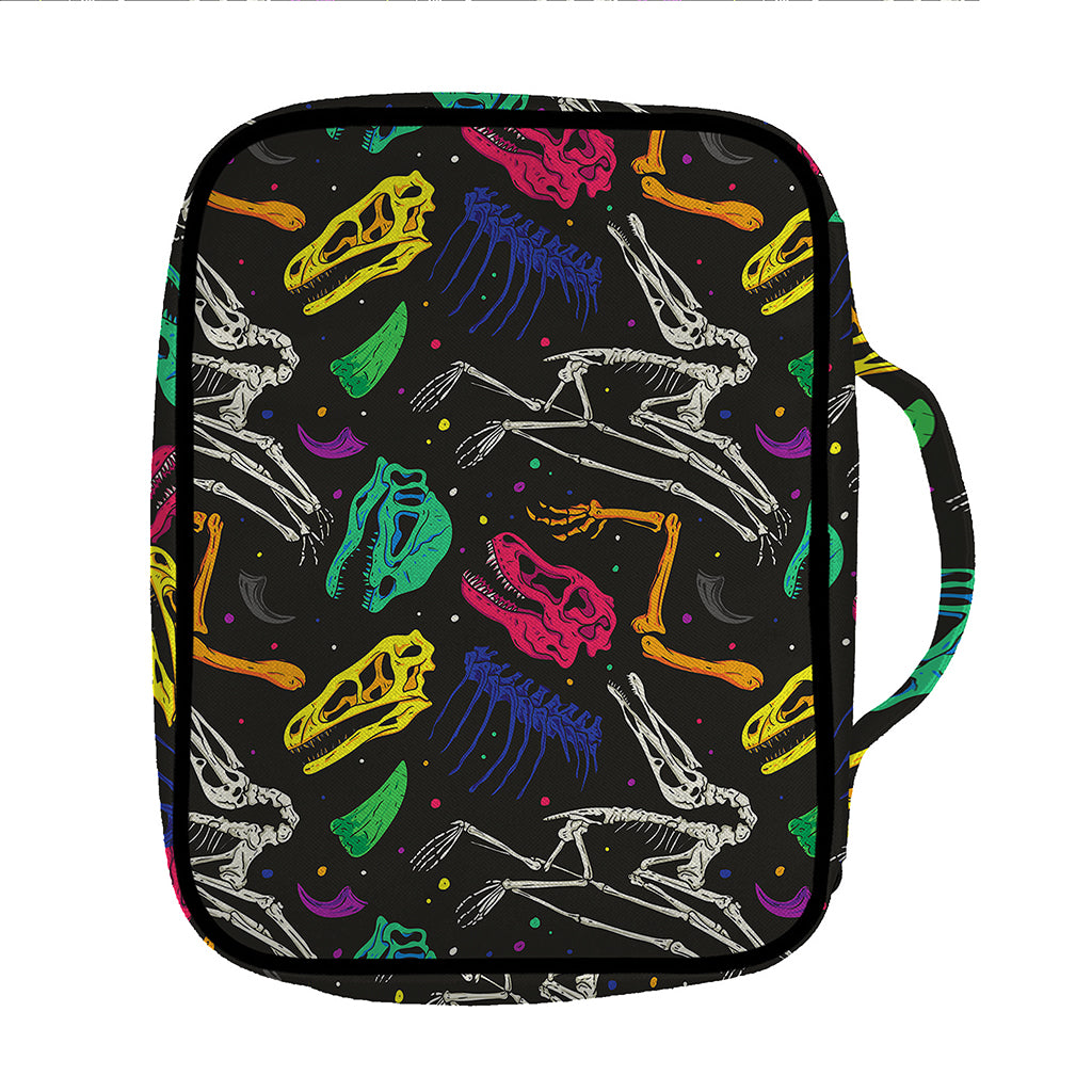 Colorful Dinosaur Fossil Pattern Print Front Pocket Bible Bag