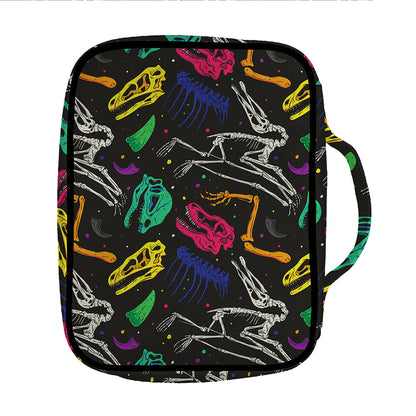 Colorful Dinosaur Fossil Pattern Print Front Pocket Bible Bag