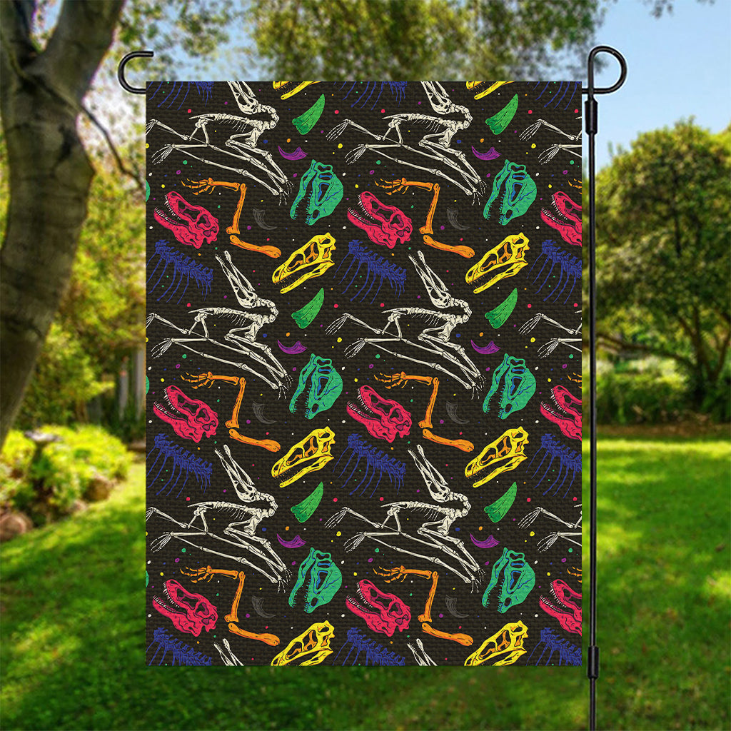Colorful Dinosaur Fossil Pattern Print Garden Flag