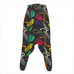 Colorful Dinosaur Fossil Pattern Print Hammer Pants