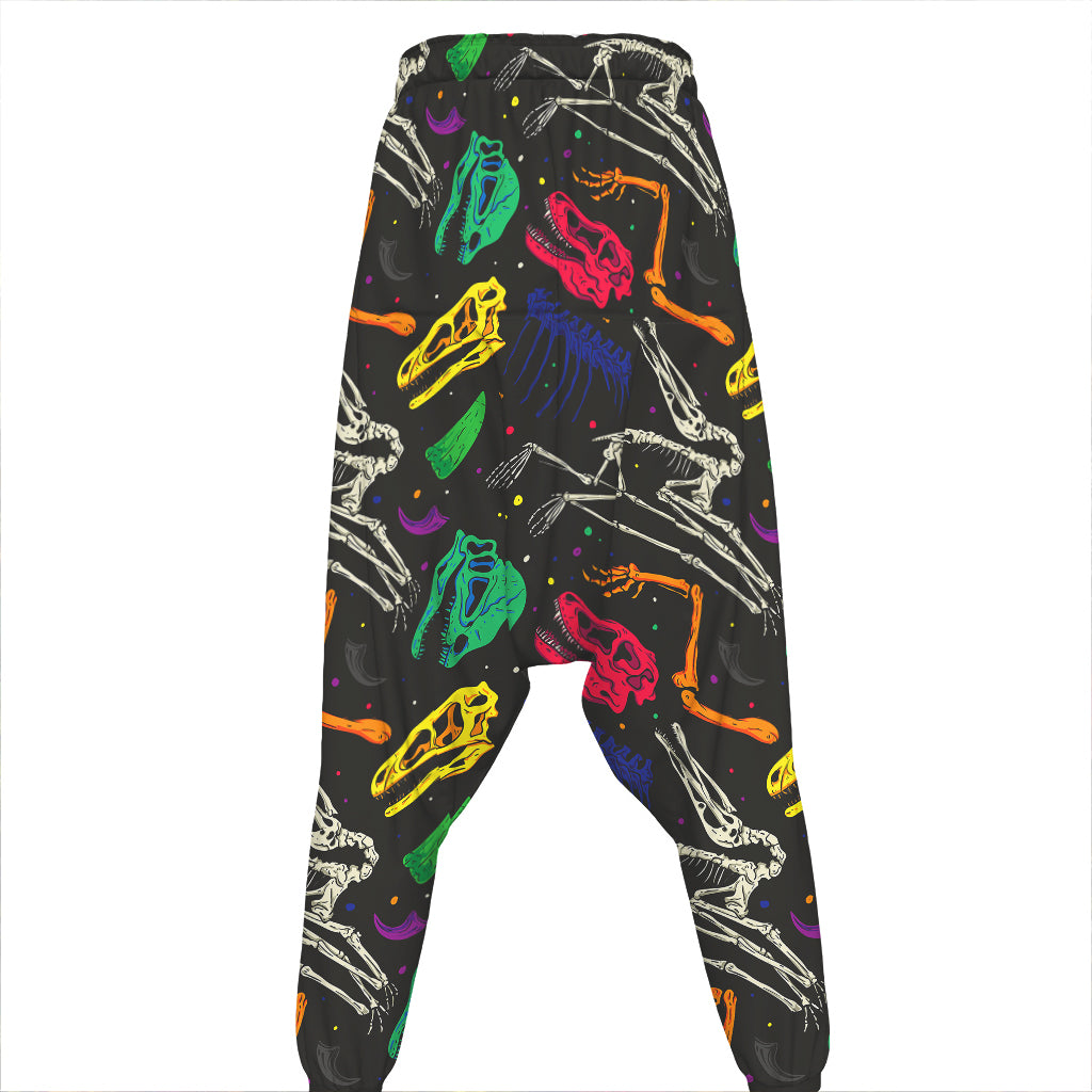 Colorful Dinosaur Fossil Pattern Print Hammer Pants