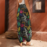 Colorful Dinosaur Fossil Pattern Print Harem Pants