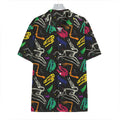 Colorful Dinosaur Fossil Pattern Print Hawaiian Shirt
