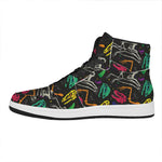 Colorful Dinosaur Fossil Pattern Print High Top Leather Sneakers