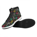 Colorful Dinosaur Fossil Pattern Print High Top Leather Sneakers
