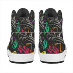 Colorful Dinosaur Fossil Pattern Print High Top Leather Sneakers