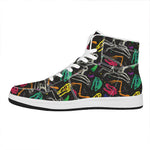 Colorful Dinosaur Fossil Pattern Print High Top Leather Sneakers