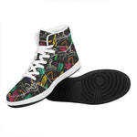 Colorful Dinosaur Fossil Pattern Print High Top Leather Sneakers