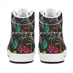 Colorful Dinosaur Fossil Pattern Print High Top Leather Sneakers