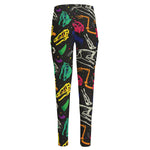 Colorful Dinosaur Fossil Pattern Print High-Waisted Pocket Leggings