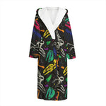 Colorful Dinosaur Fossil Pattern Print Hooded Bathrobe