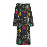 Colorful Dinosaur Fossil Pattern Print Hooded Bathrobe