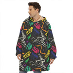 Colorful Dinosaur Fossil Pattern Print Hoodie Blanket