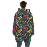 Colorful Dinosaur Fossil Pattern Print Hoodie Blanket