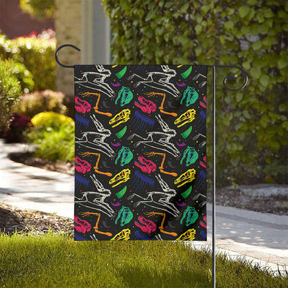 Colorful Dinosaur Fossil Pattern Print House Flag