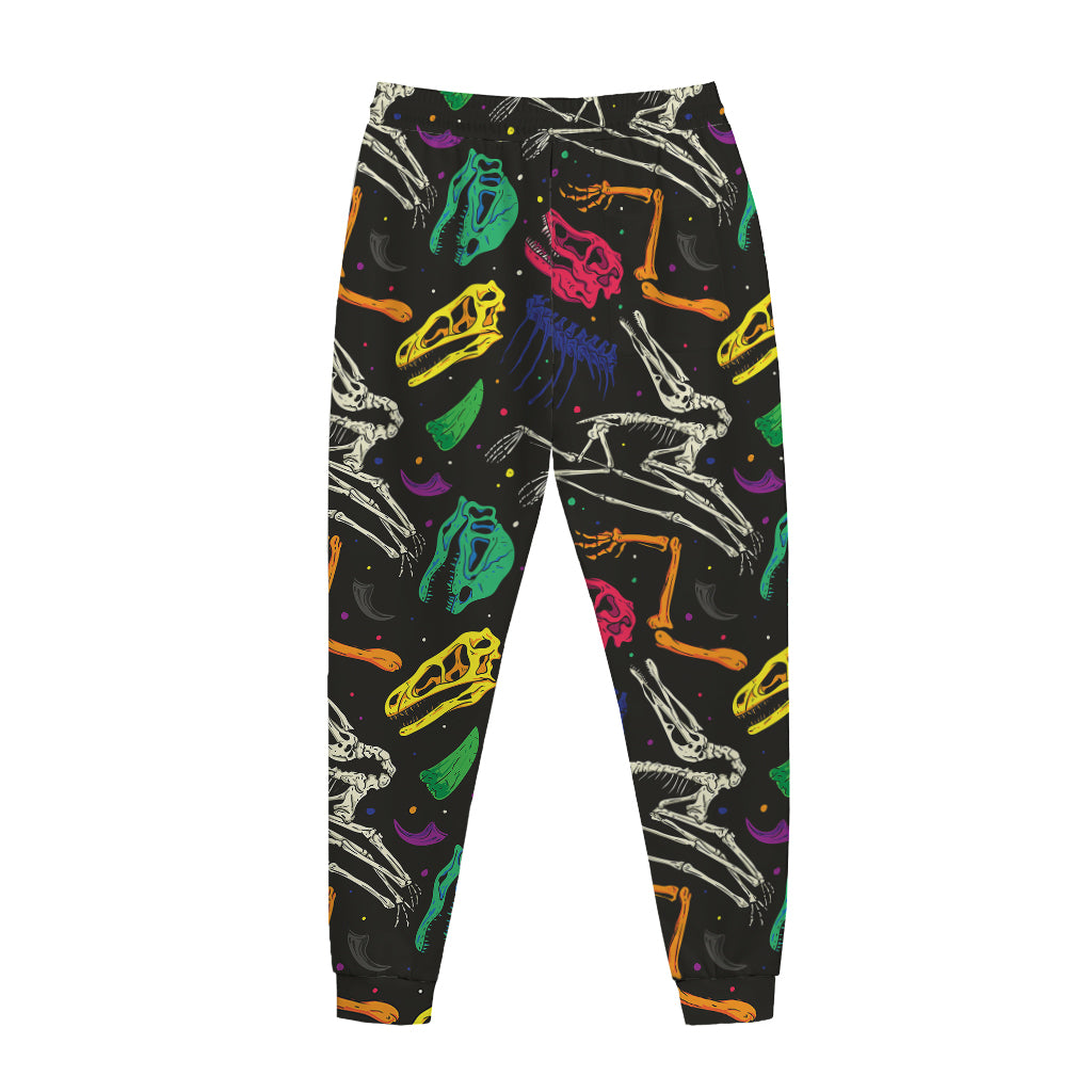 Colorful Dinosaur Fossil Pattern Print Jogger Pants