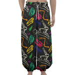 Colorful Dinosaur Fossil Pattern Print Lantern Pants