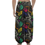 Colorful Dinosaur Fossil Pattern Print Lantern Pants