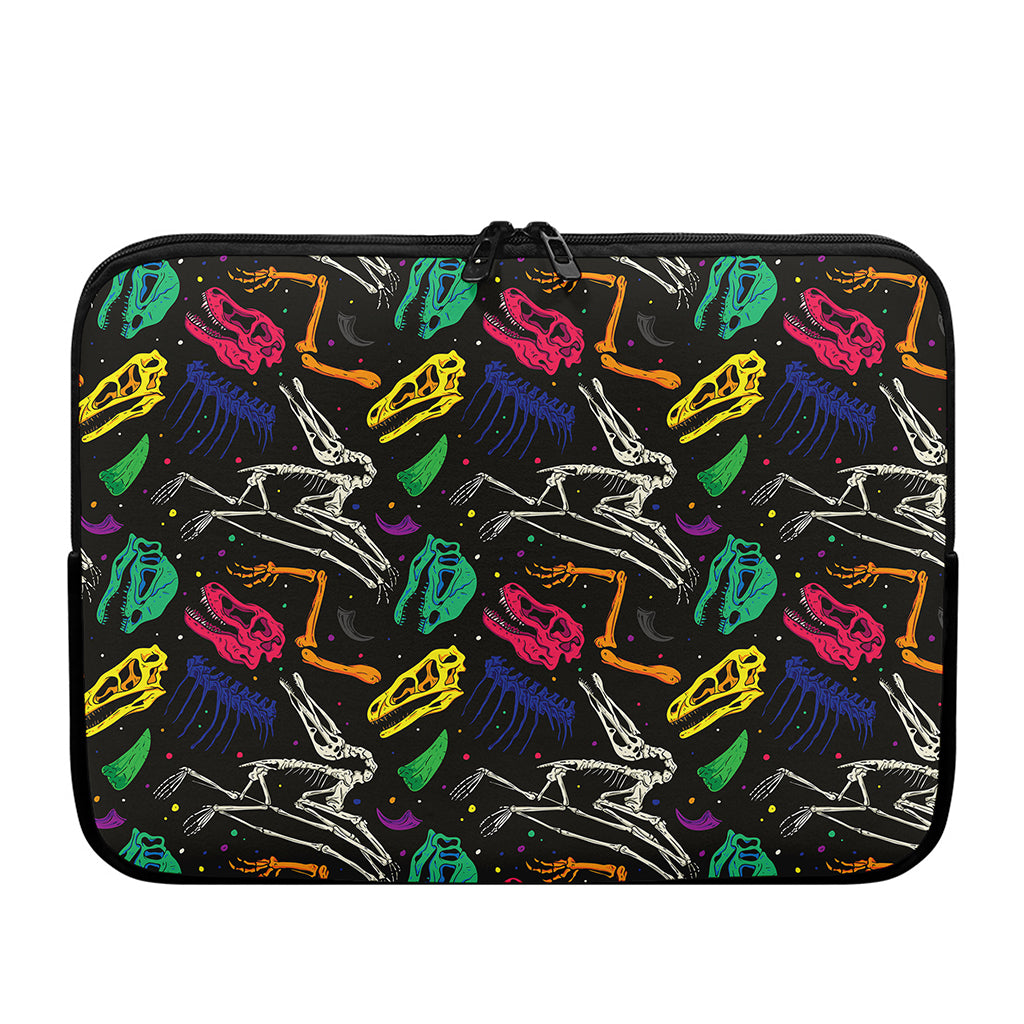 Colorful Dinosaur Fossil Pattern Print Laptop Sleeve