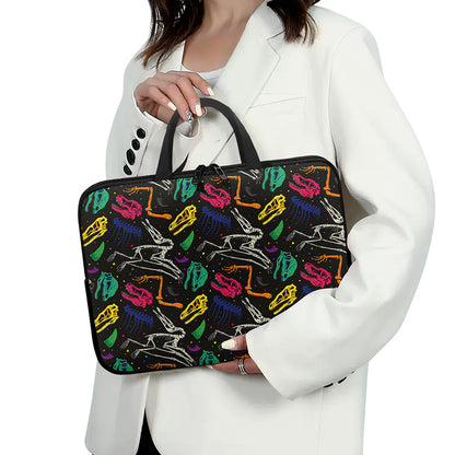 Colorful Dinosaur Fossil Pattern Print Laptop Sleeve With Handle