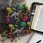 Colorful Dinosaur Fossil Pattern Print Leather Bible Cover