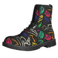 Colorful Dinosaur Fossil Pattern Print Lace-Up Boots