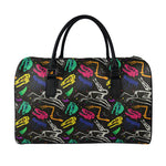 Colorful Dinosaur Fossil Pattern Print Leather Duffle Bag