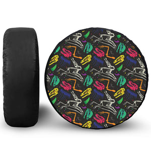 Colorful Dinosaur Fossil Pattern Print Leather Spare Tire Cover