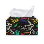 Colorful Dinosaur Fossil Pattern Print Leather Tissue Box Cover