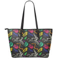 Colorful Dinosaur Fossil Pattern Print Leather Tote Bag With Zipper